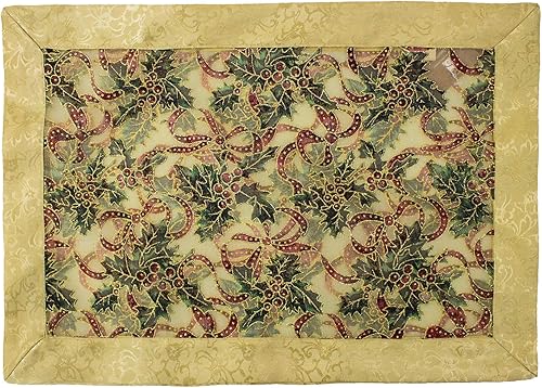 Miniatura 9 de Fennco Styles - Mantel de Navidad transparente de 65 x 104 pulgadas, borde de satén dorado y borlas, para cenas familiares, banquetes, eventos