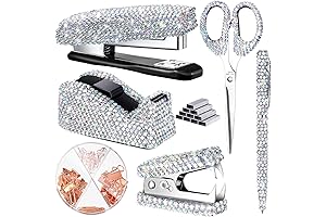 Shimmering Desk Sanctuary: Demissle Bling 6-Piece Office Accessory Ensemble