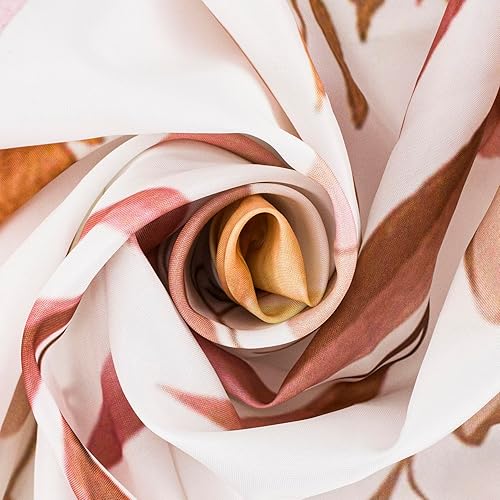 Miniatura 6 de EOBTAIN Cortina de ducha de hojas de plantas de otoño, flores silvestres rosas y hojas marrones sobre blanco, cortina de ducha para baño, cortina de