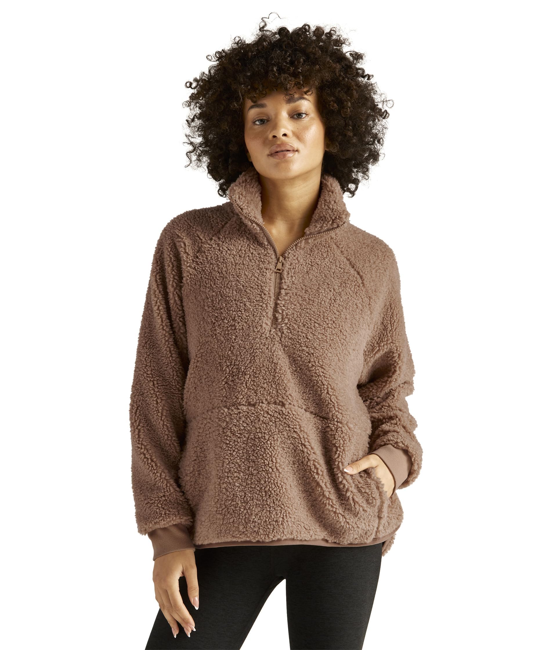 Beyond YogaTake Flight Sherpa Pullover for Women - Polyester Fabric - Faux Fur Construction - Straight Hem