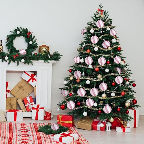 Miniatura 6 de Liliful 12 bolas de Navidad de 3.15 pulgadas, con purpurina, decoración de árbol de Navidad, adornos de Navidad pintados de plástico, adornos para