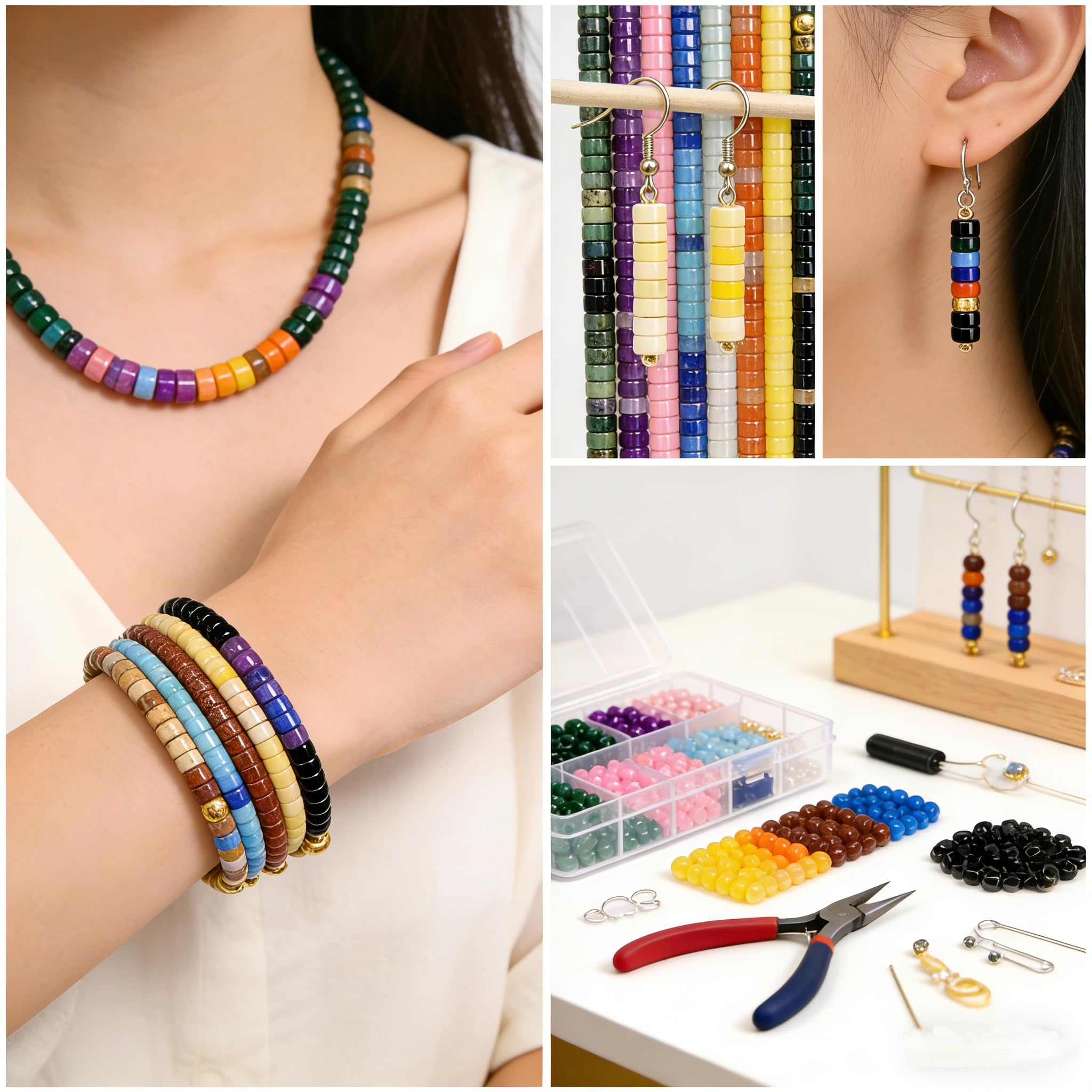 Amazon.co.jp: 2ストランド 2x4mm Rondelle & Heishi ディスク純正