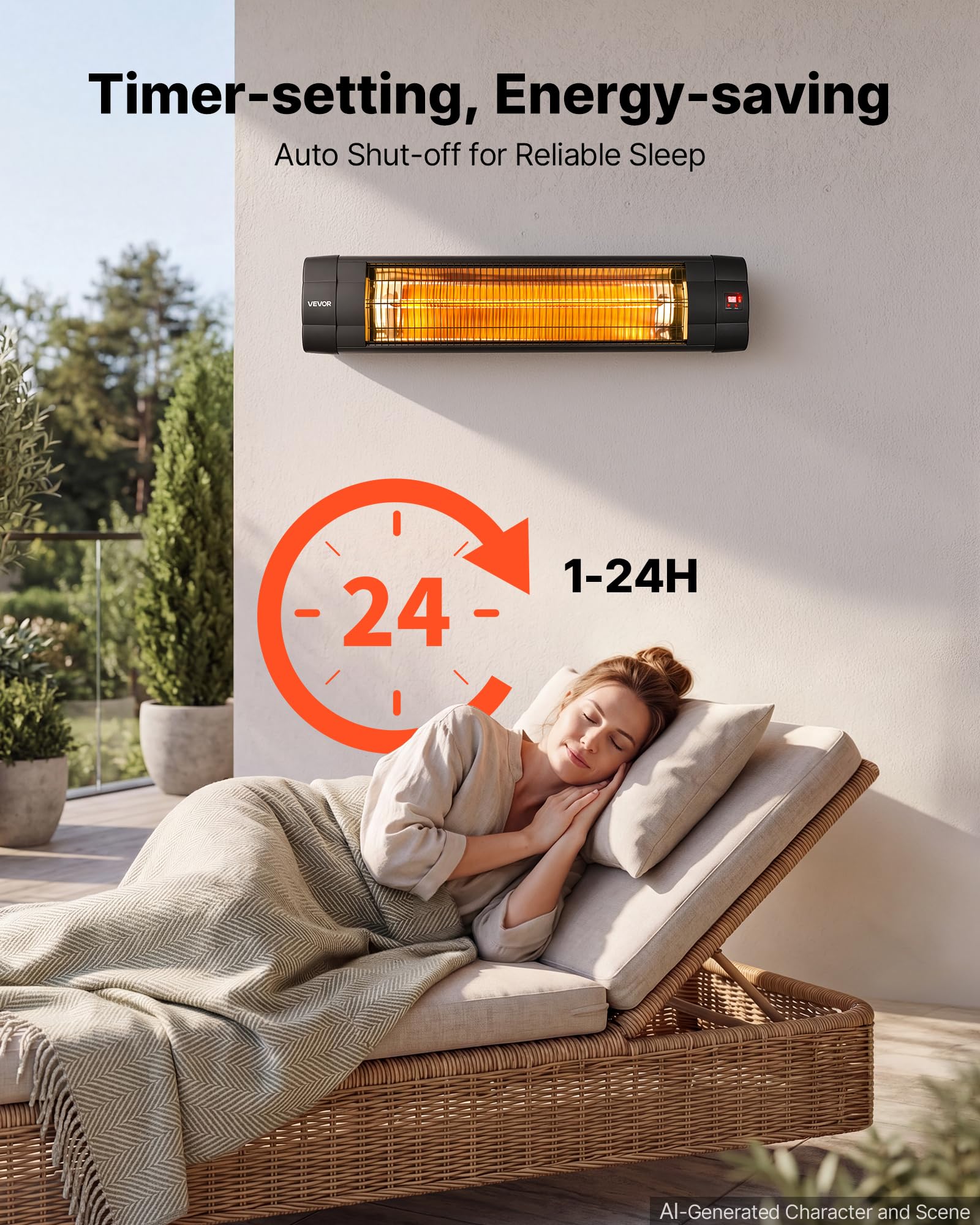 VEVOR Riscaldatore a Infrarossi da Parete 2500 W con Pannello di Controllo