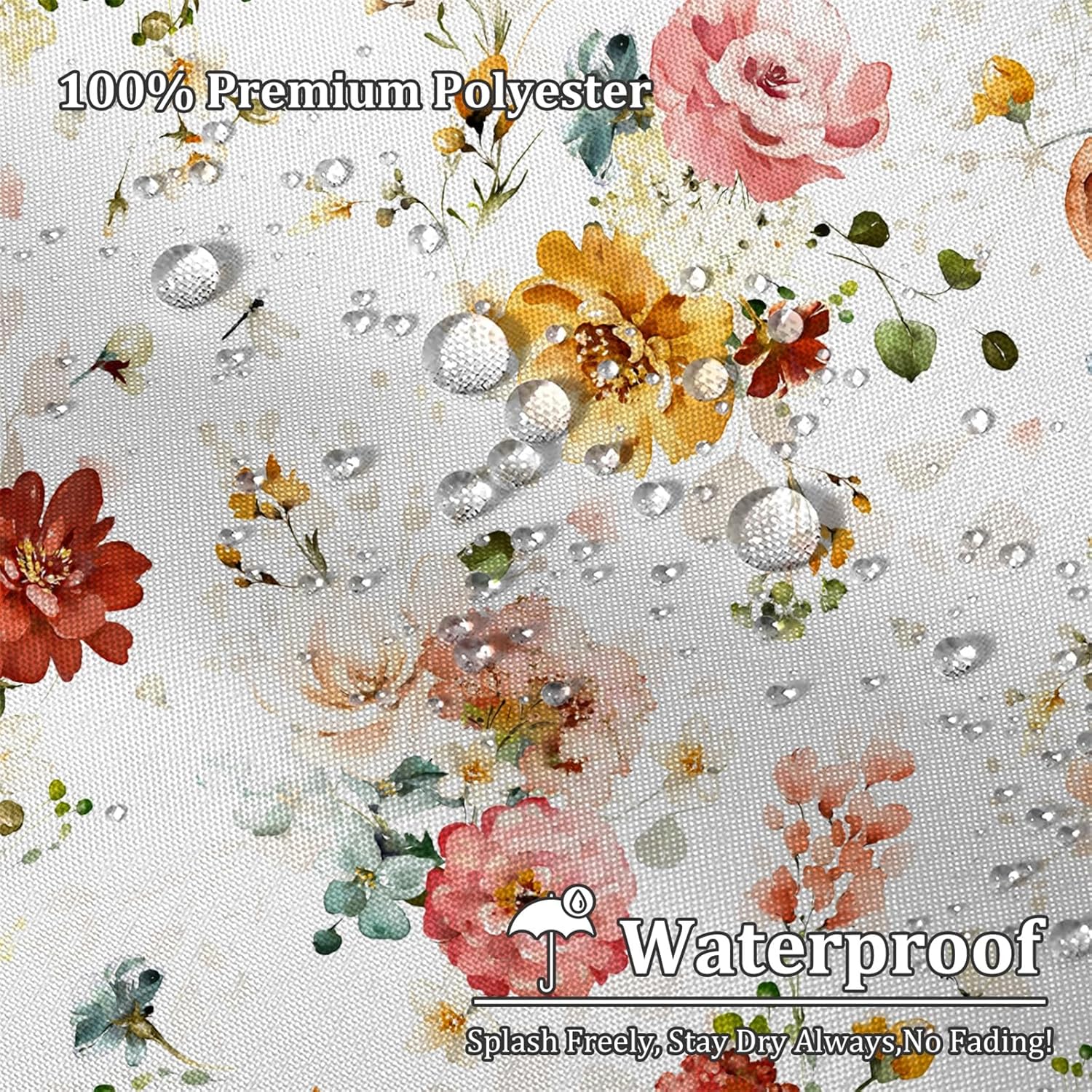 Renaiss 72 x 72 Inch Watercolor Flower Shower Curtains Colorful Peony Green Leaf Botanical Spring Floral Bathroom Decor Shower Curtain Waterproof Fabric Machine Washable with 12 Plastic Hooks