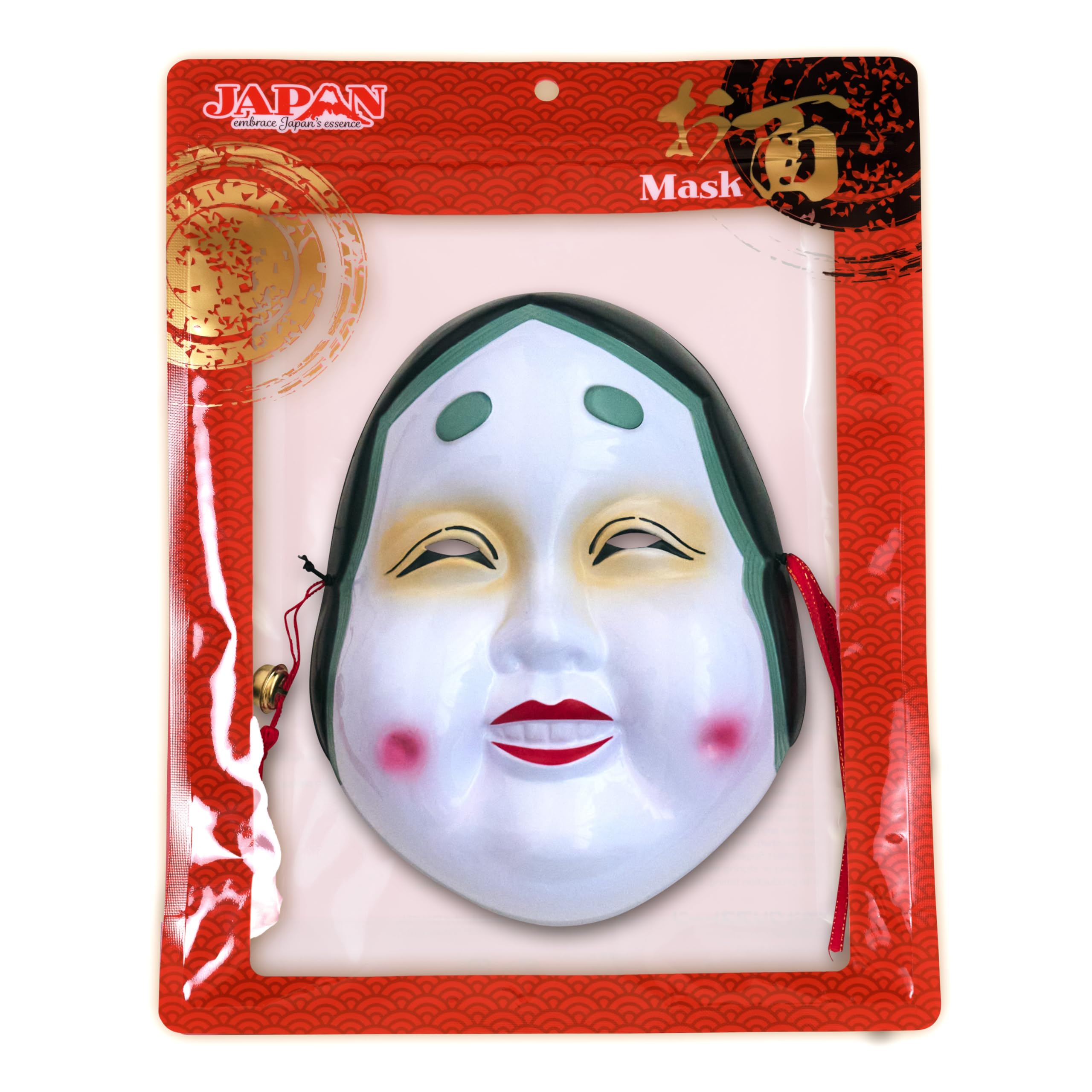 Okame Noh Theater Mask, White Ceramic Style