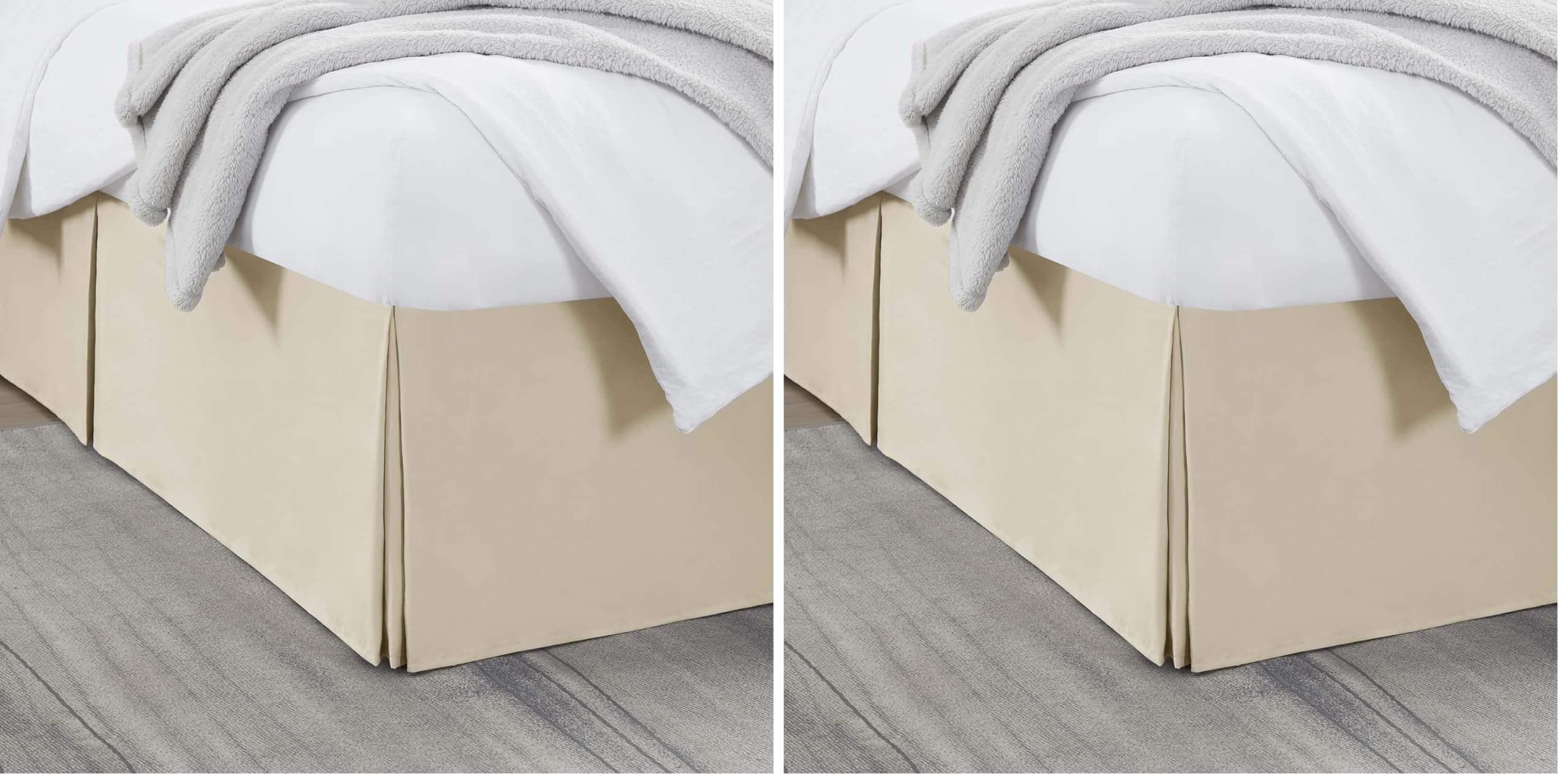 Nestl Cream Bed Skirt Queen Size - Queen Bed Skirt 14 Inch Drop - Brushed Microfiber - Hotel Quality Pleated Bed Skirt - Shrinkage &amp; Fade Resistant (Pack of 2)
