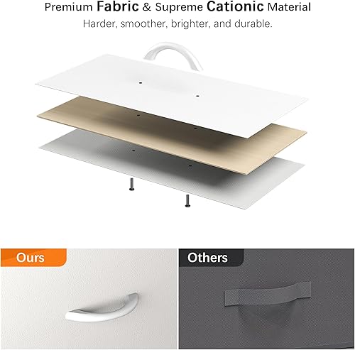 Miniatura 6 de Himusi Cómoda para dormitorio con 10 cajones torre de almacenamiento de tela con bolsillos laterales cómoda alta para guardería pasillo armarios gris