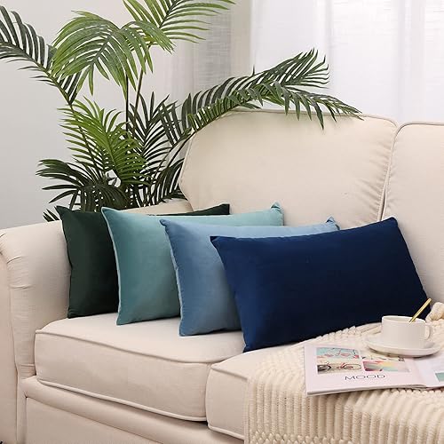 Miniatura 8 de Juego de 2 fundas de cojín cuadradas de terciopelo súper suaves y sólidas, decorativas, para sofá, dormitorio o automóvil, 20 x 20 pulgadas, 19.7 x