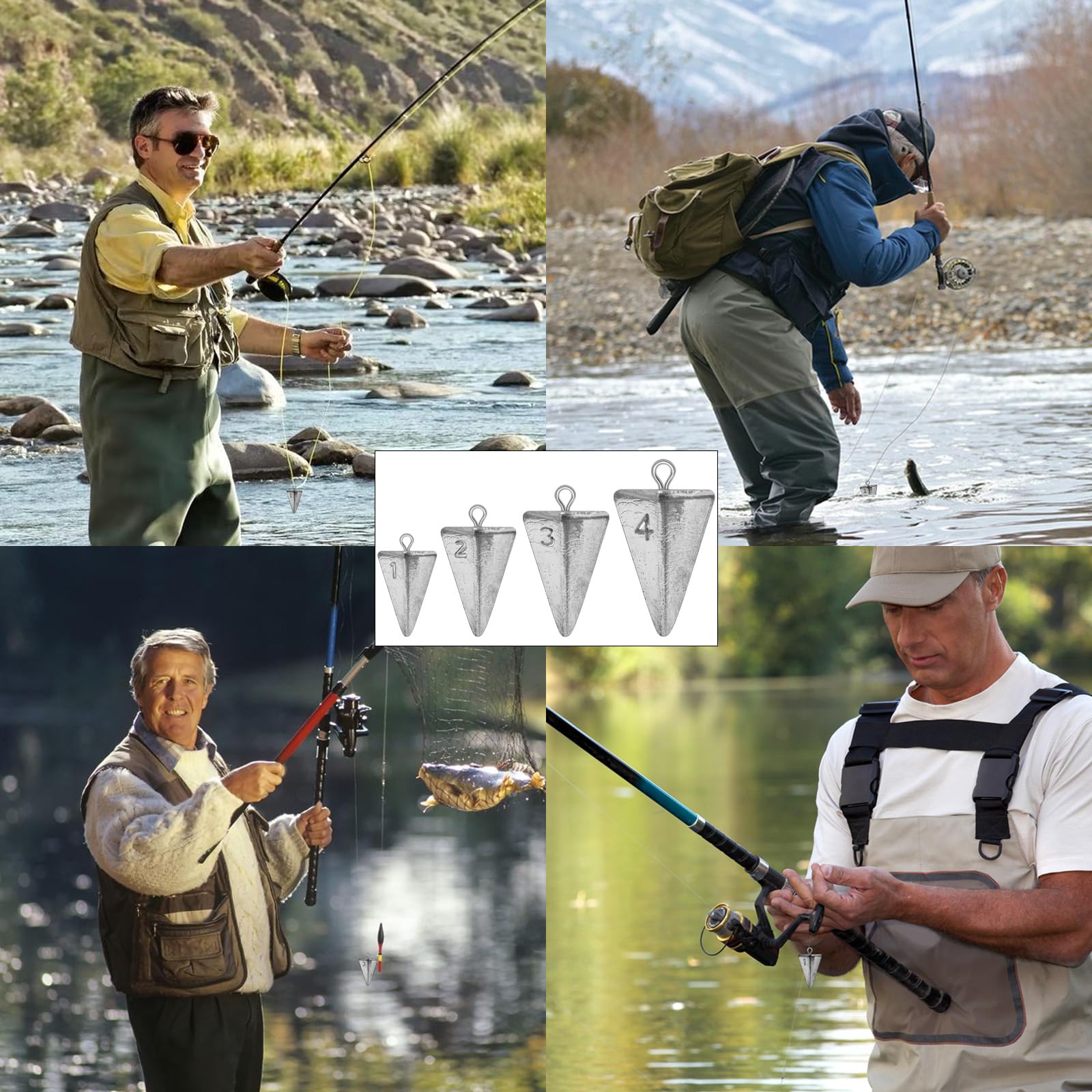 Plomadas Forma De Pirámide Pesca, Plomos Pesca Agua Sa... | Cuotas Sin