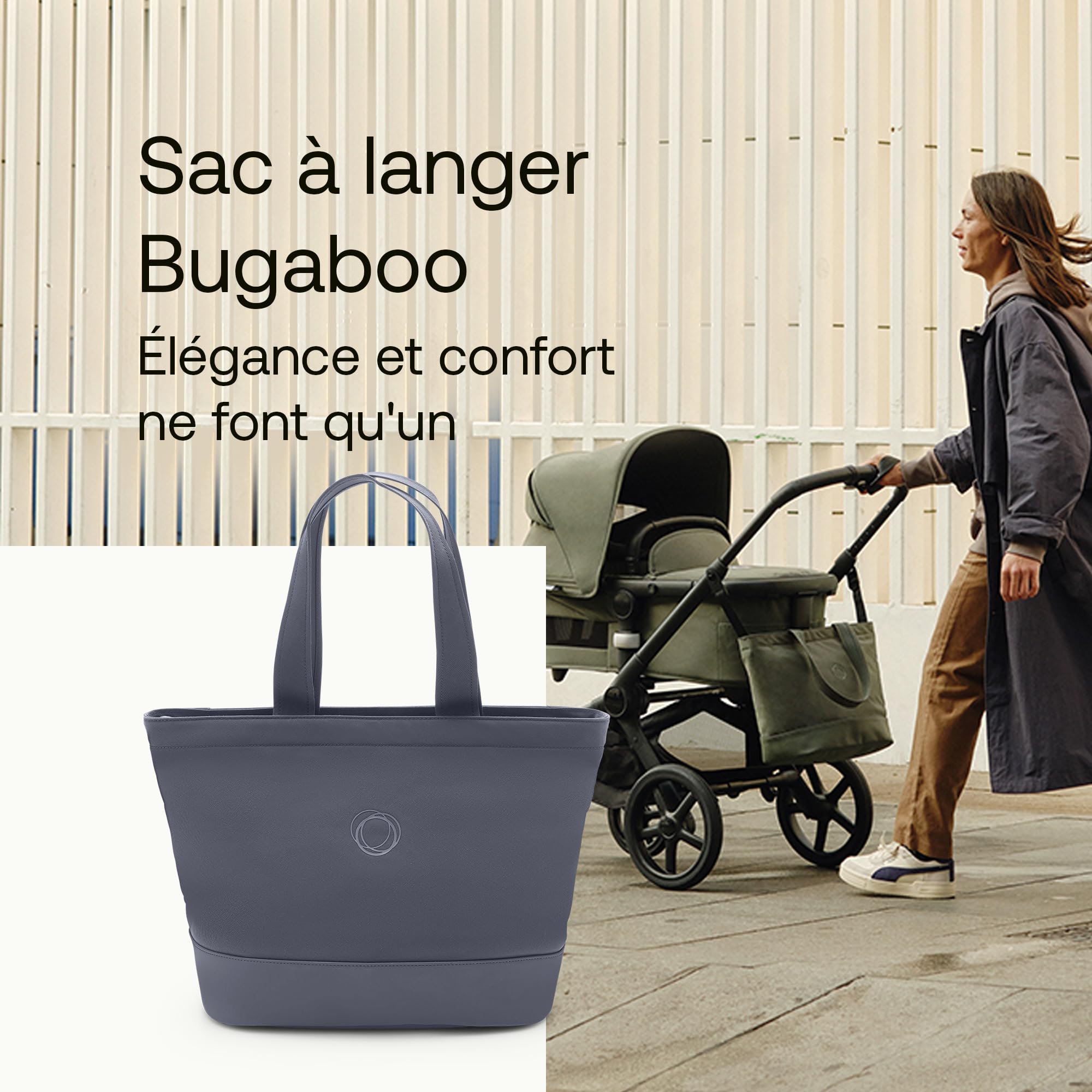 Bugaboo Sac à langer, sac à couches avec poches d'accès facile, porte-biberon isotherme, matelas à langer et 3 pochettes, en Bleu Tonnerre, Taille unique