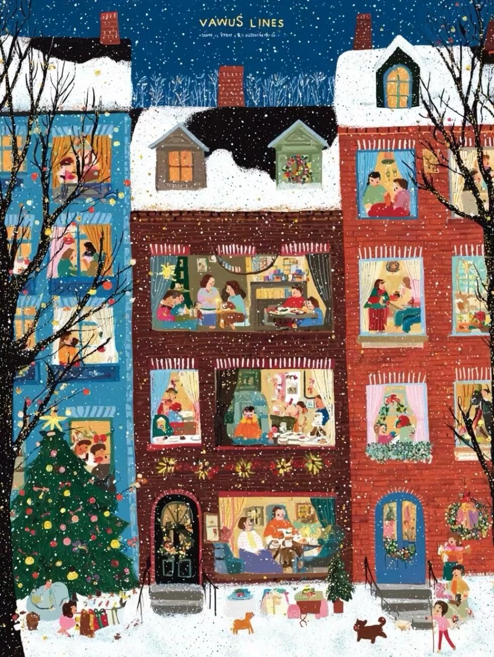 Henypt Cross Stitch Kits Cartoon Street Landscape DIY Needlepoint Set for Beginners The Elderly with Accessories Home & Leisure/Gifts 14CT 40x50cm