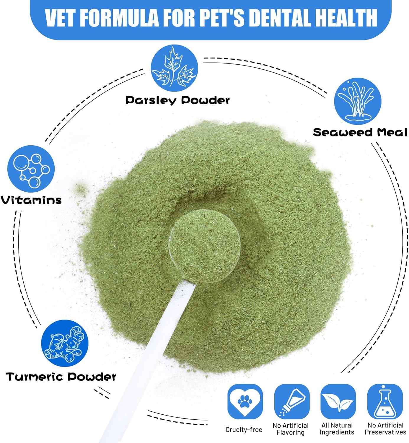 ColEaze犬の歯クリーニングパウダー口臭、ブレスフレッシュナー用天然ハーブフォーミュラ付き犬用デンタルパウダー、犬の歯のための歯