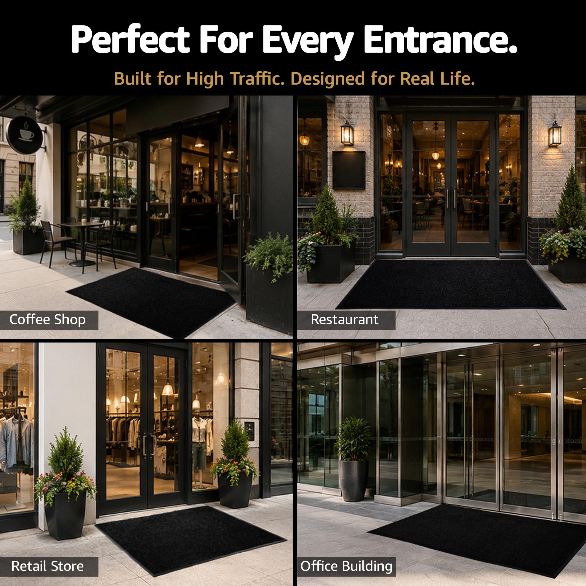 2'x3' Commercial Door Mat, Heavy Duty Non-Slip Entry Mat, Black — Amazon image 8