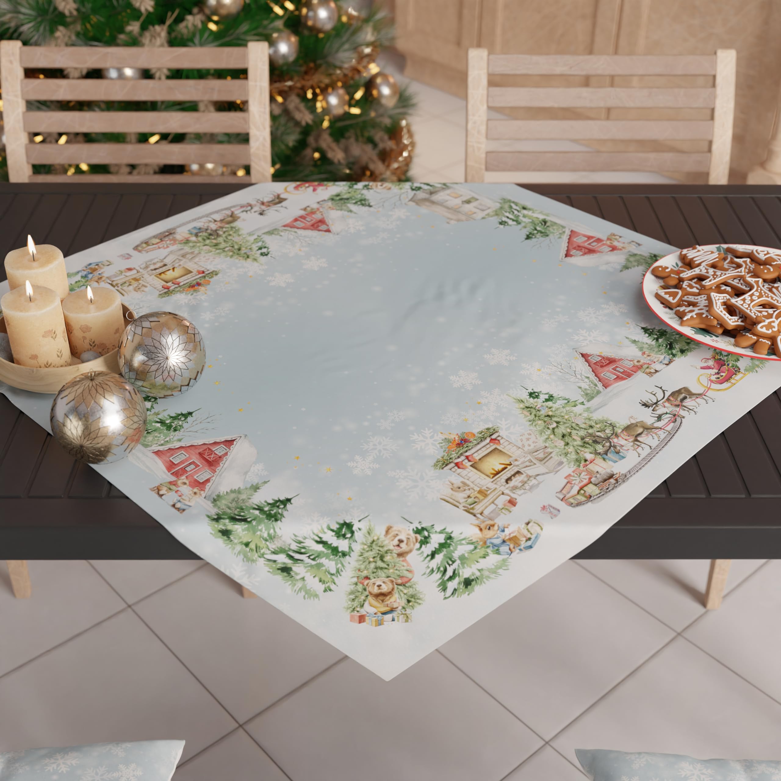 PETTI Artigiani Italiani, Christmas Centerpiece, Christmas Kitchen Table Centerpiece, 90x90 cm Centerpiece Runner