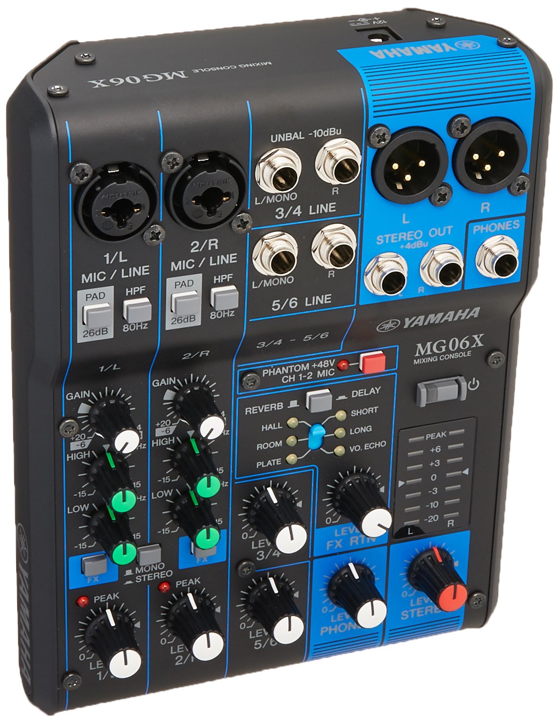 Yamaha MG06X 6 Input Stereo Mixer (with SPX Effects) w/Stereo 1/8" TRS