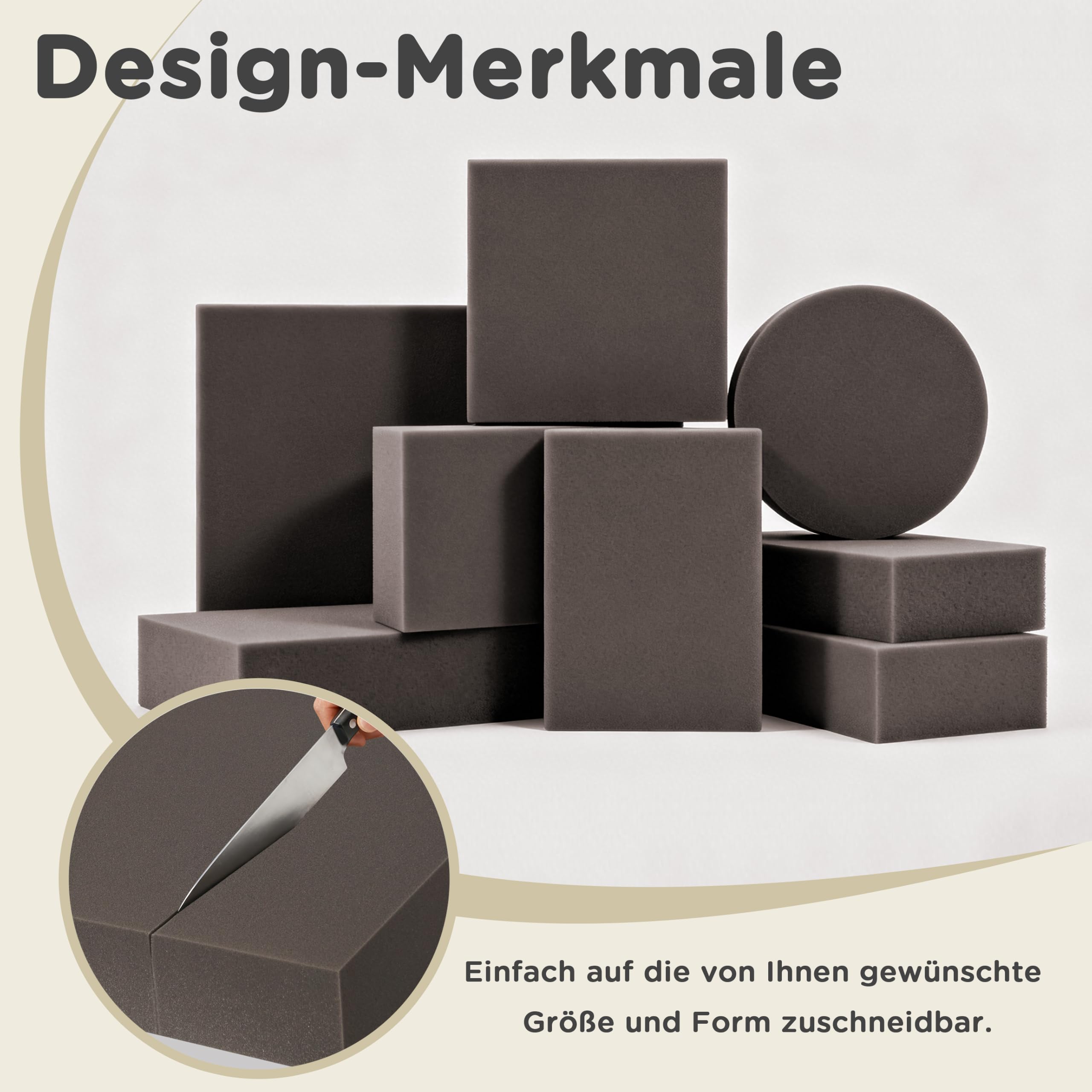 AddGrace 1 Packung 50 x 50 x 10 cm, hochdichter Polsterschaum, quadratische Sitz-Ersatzpolsterung für Esszimmerstühle, Rollstühle, Sitzerhöhungskissen