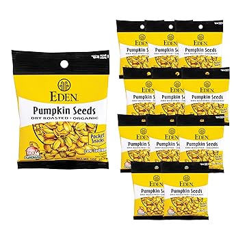 Eden Organic Pumpkin Seeds, Pocket Snacks, Dry Roasted, Lightly Salted, Hulled, Pepitas, 1 oz 24-Pack Case