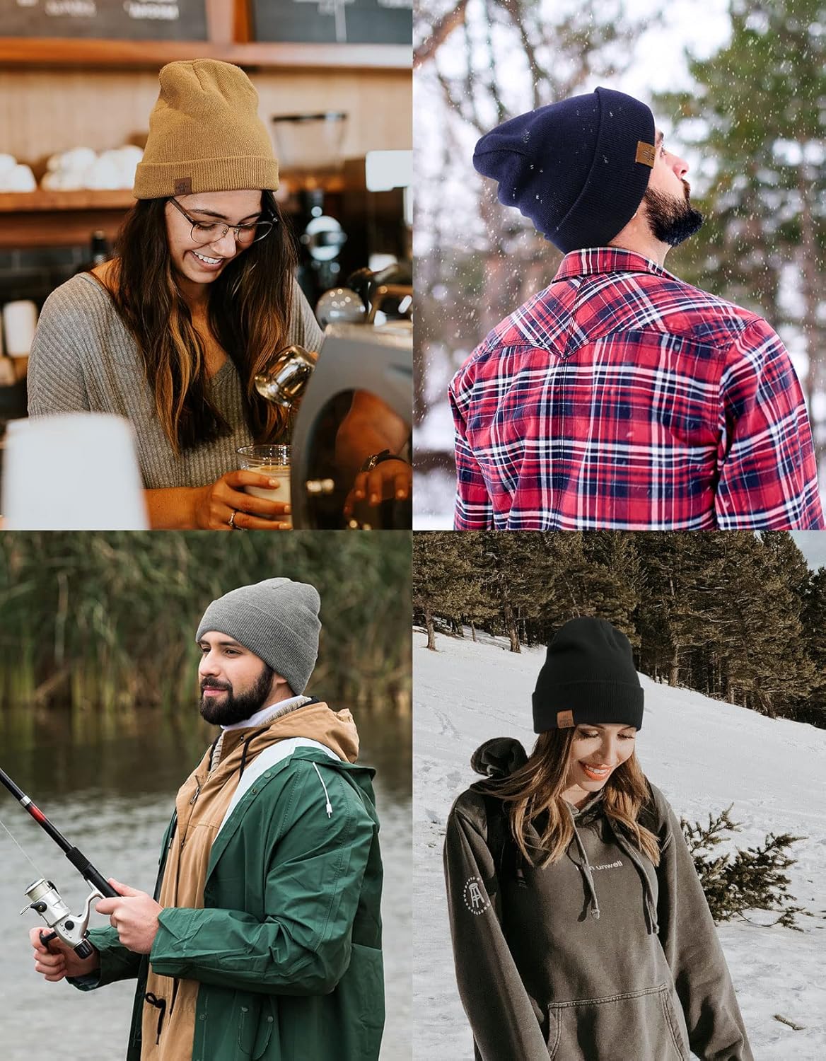 Winter Beanie Hat Acrylic Winter Hats for Women Men Soft Warm Unisex Cuffed Beanie (Black) at  Men’s Clothing store