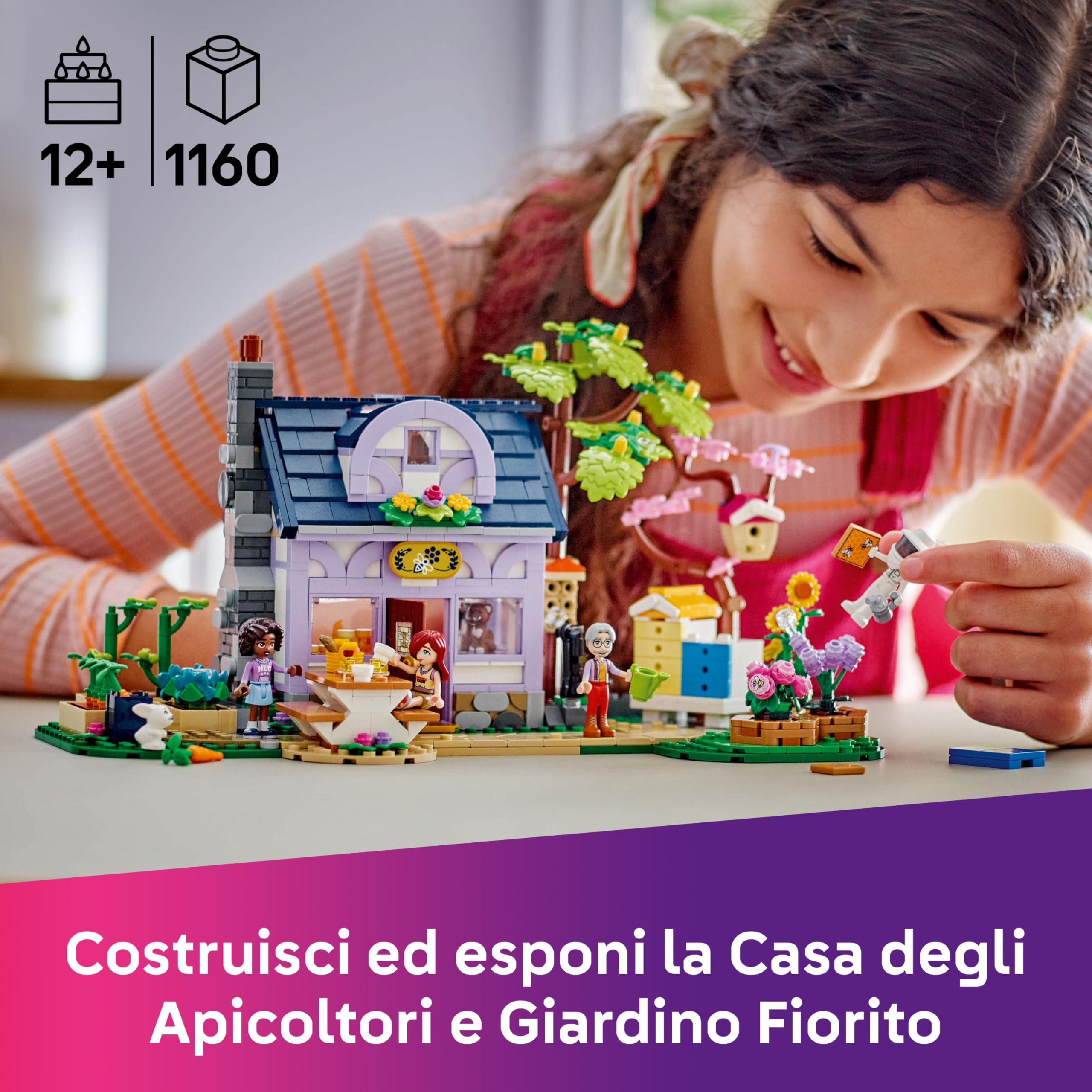 LEGO Friends Casa degli Apicoltori e Giardino Fiorito - Giocattolo Creativo con 4 Mini Bamboline, Figure di Gatto e di Coniglio con Accessori - Regalo per Bambine e Ragazze da 12 Anni in su - 42669