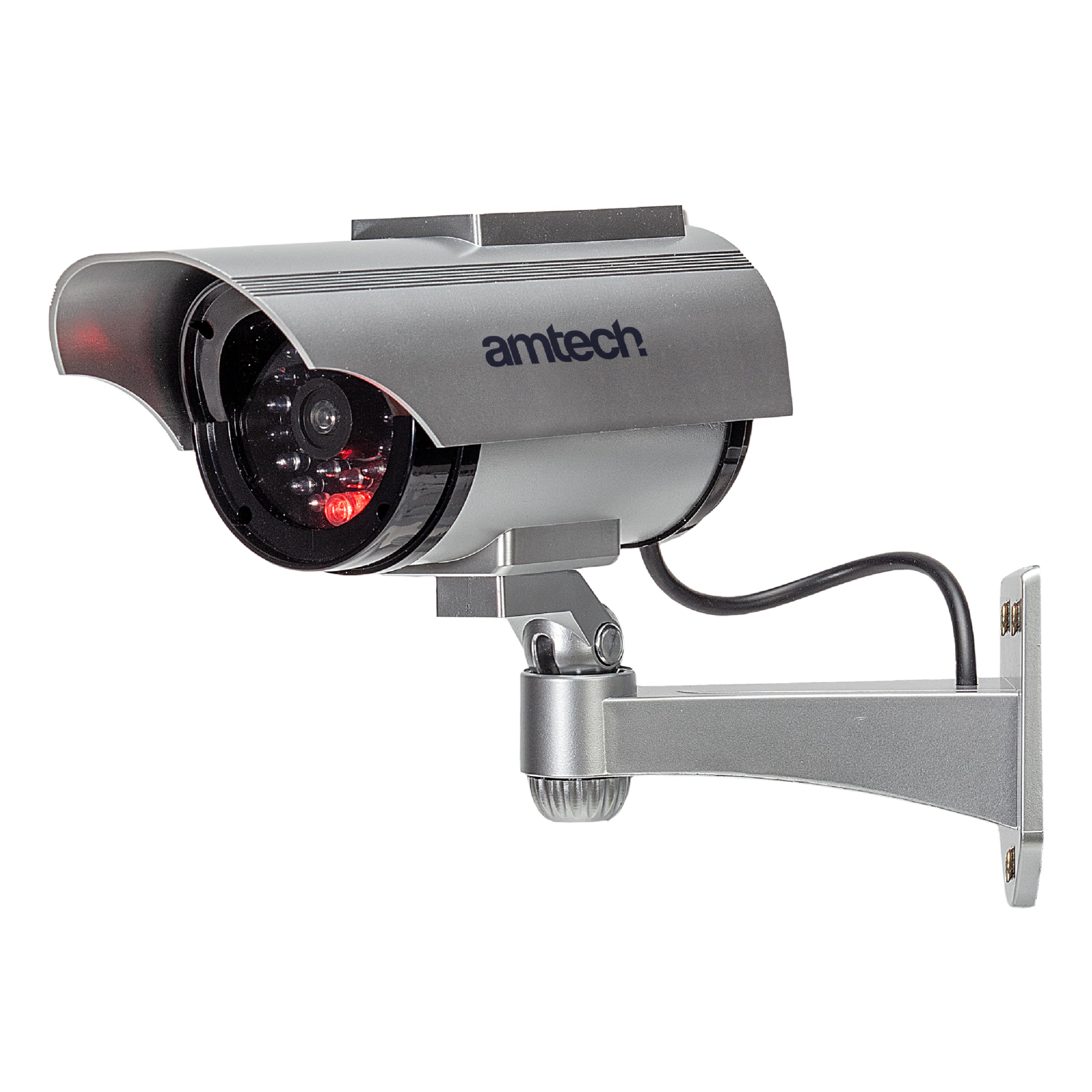 Amtech - Dummy CCTV Camera Outdoor, Fake Camera with Light to Deter Burglars, Realistic Home Security, Solar Powered, Easy to Install with Included Fixing Set