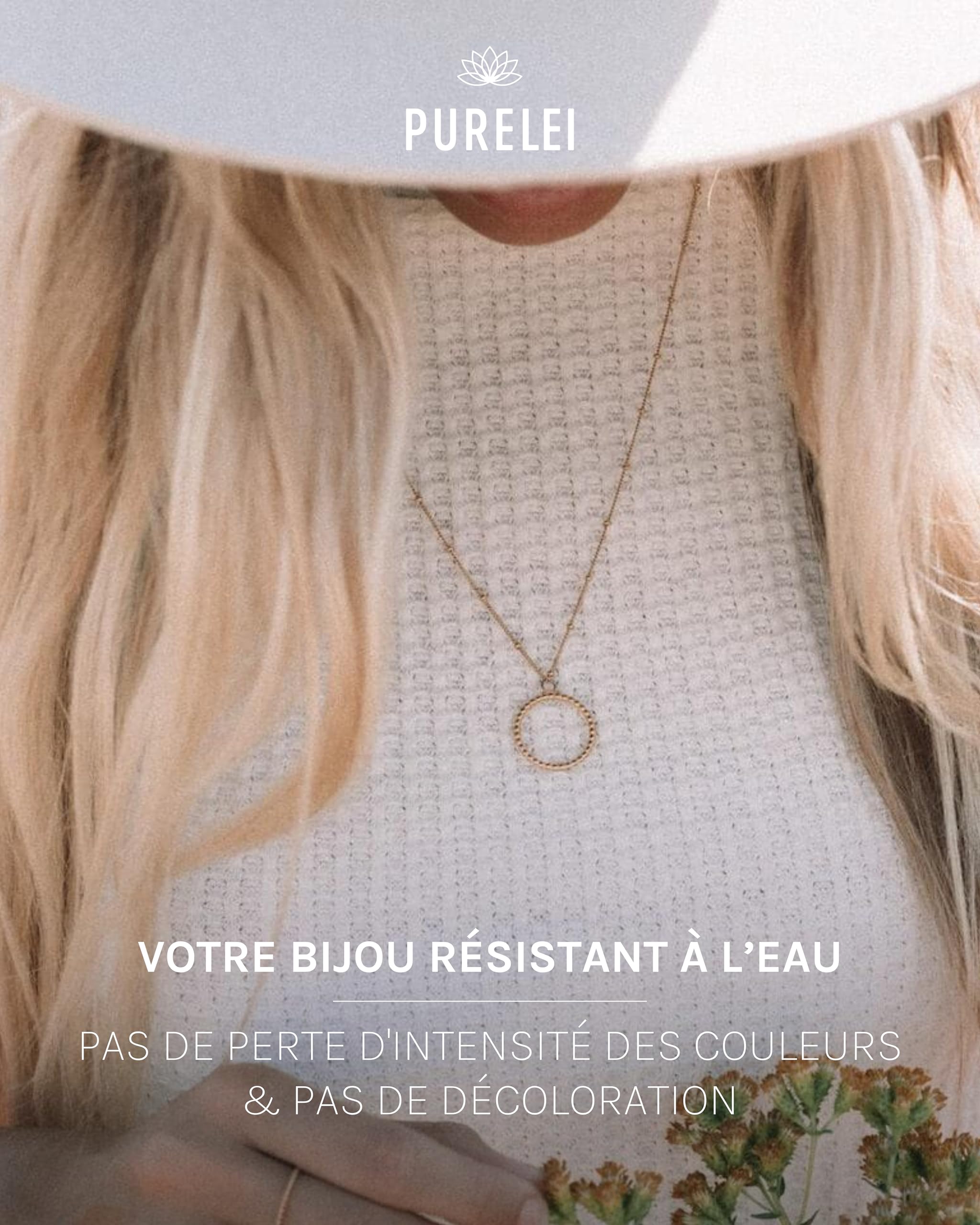 Purelei Collier Karma (Or, Argent, Or rose), collier femme fantaisie en acier inoxydable, résistant à l’eau avec pendentif cercle karma, réglable de 50 à 55 cm (Argent)