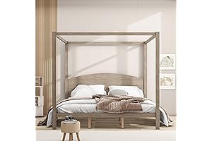 Harper & Bright Designs King Size Wood Canopy Bed