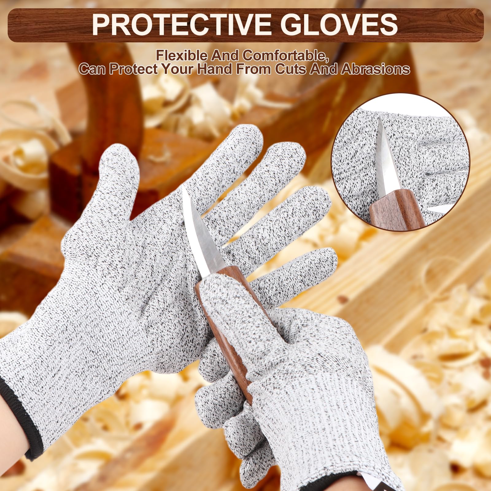 Juego de 36 Herramientas para Tallar Madera, Set de Tallado de Madera con 5 Cuchillos de Tallar 10 Cuchillos de Detalles 14 Bloques de Tilo y Accesorios para Principiantes y Profesionales