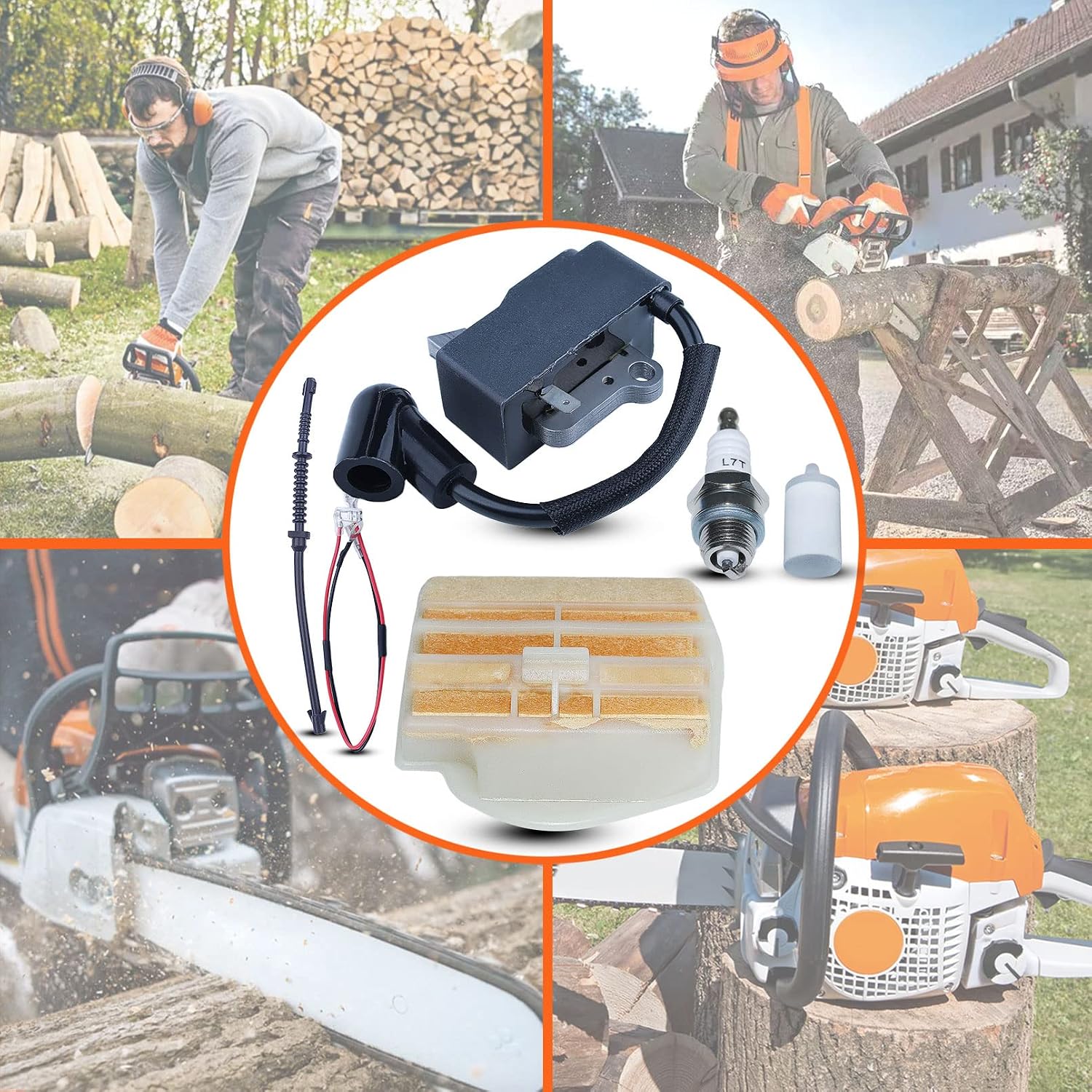 For Husqvarna 445 445E 450 450E For Chainsaw part, Ignition Coil Kit, 573935701, 504571401, 544080803