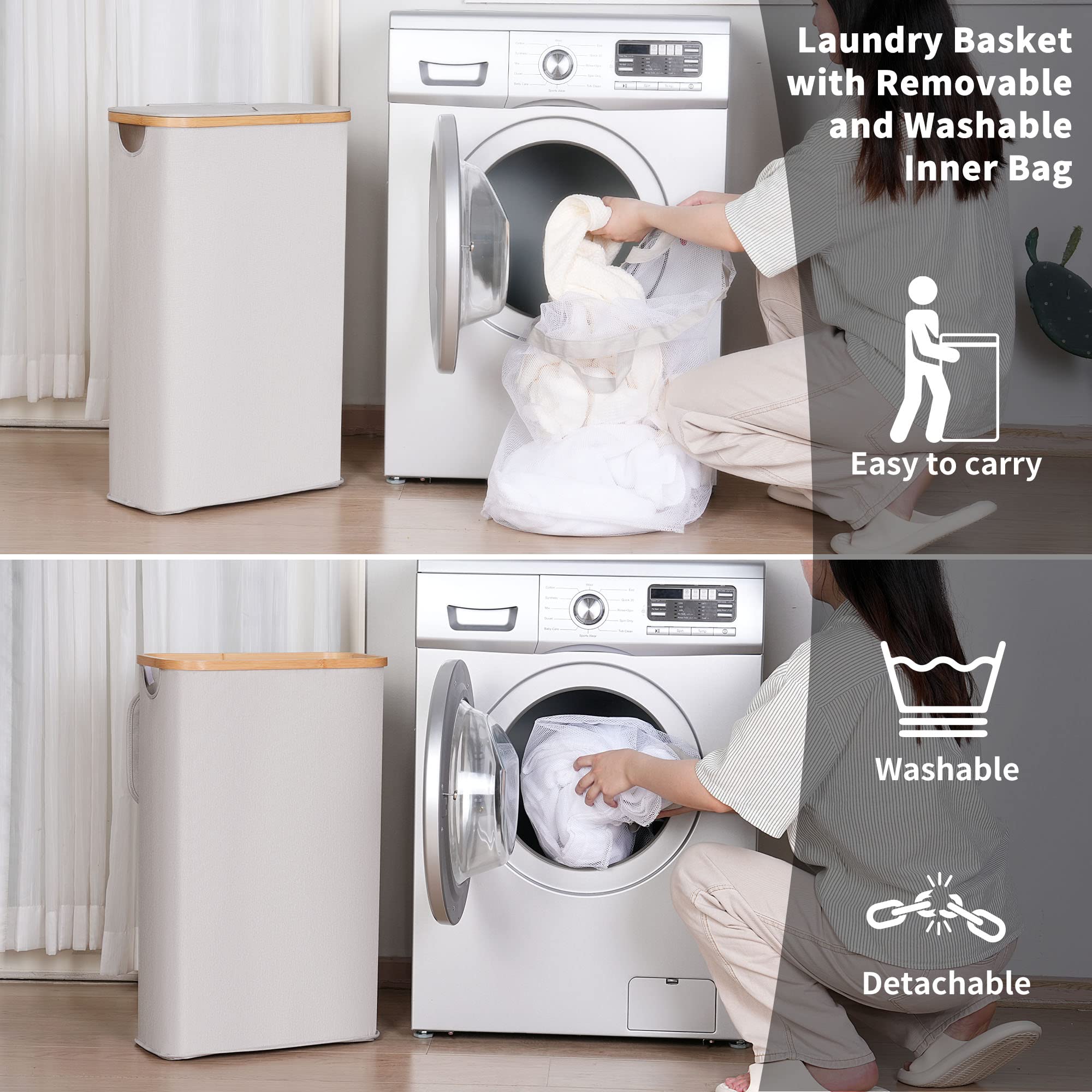 5Five Flexibele wasmand/opbergmand - grijs - 60 liter