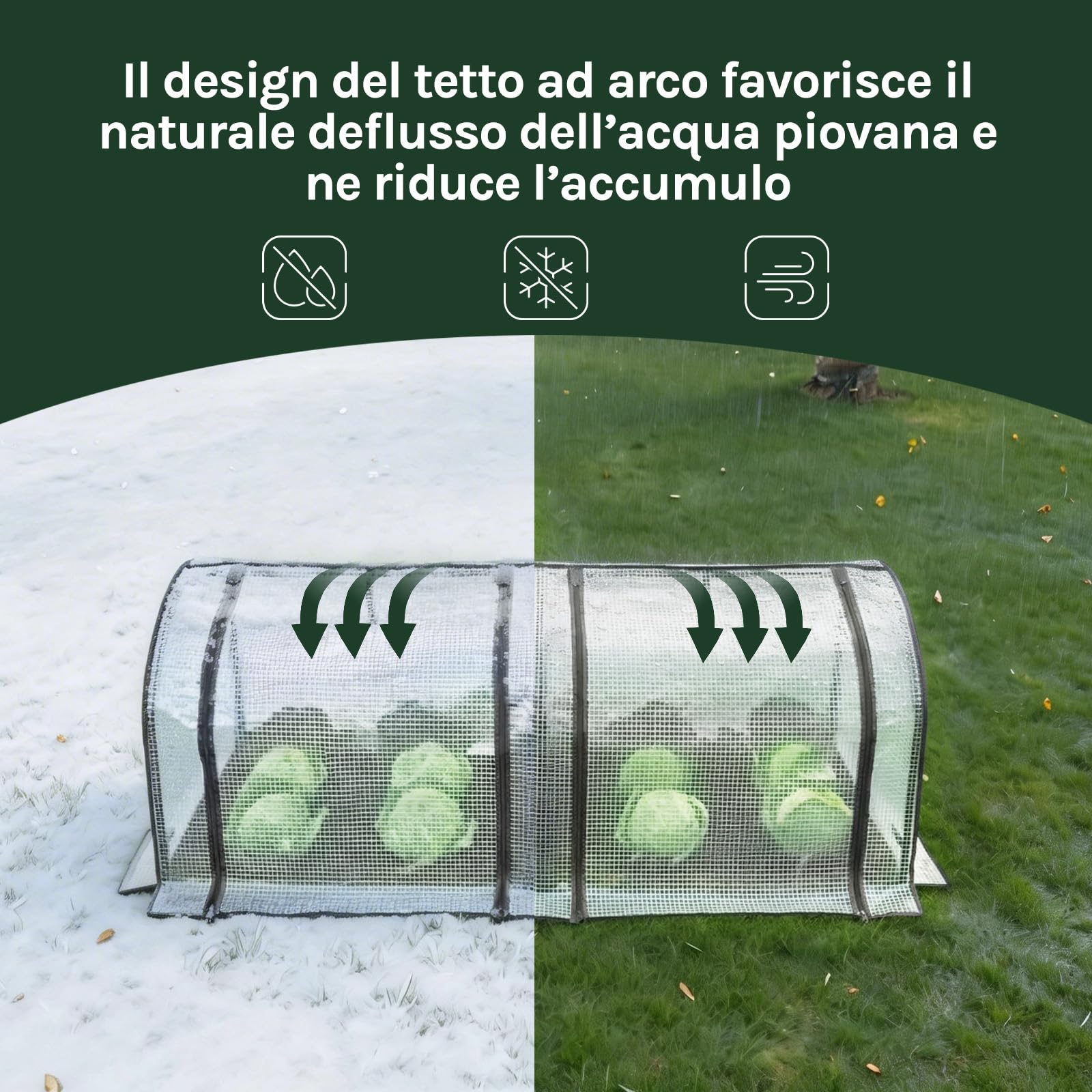 WOLTU Serra da Giardino PE, Semi-Traslucida, Bianco, 130x60x50cm | Impermeabile; Pioggia/Vento/Neve; Per Piante; Esterno; Protezione