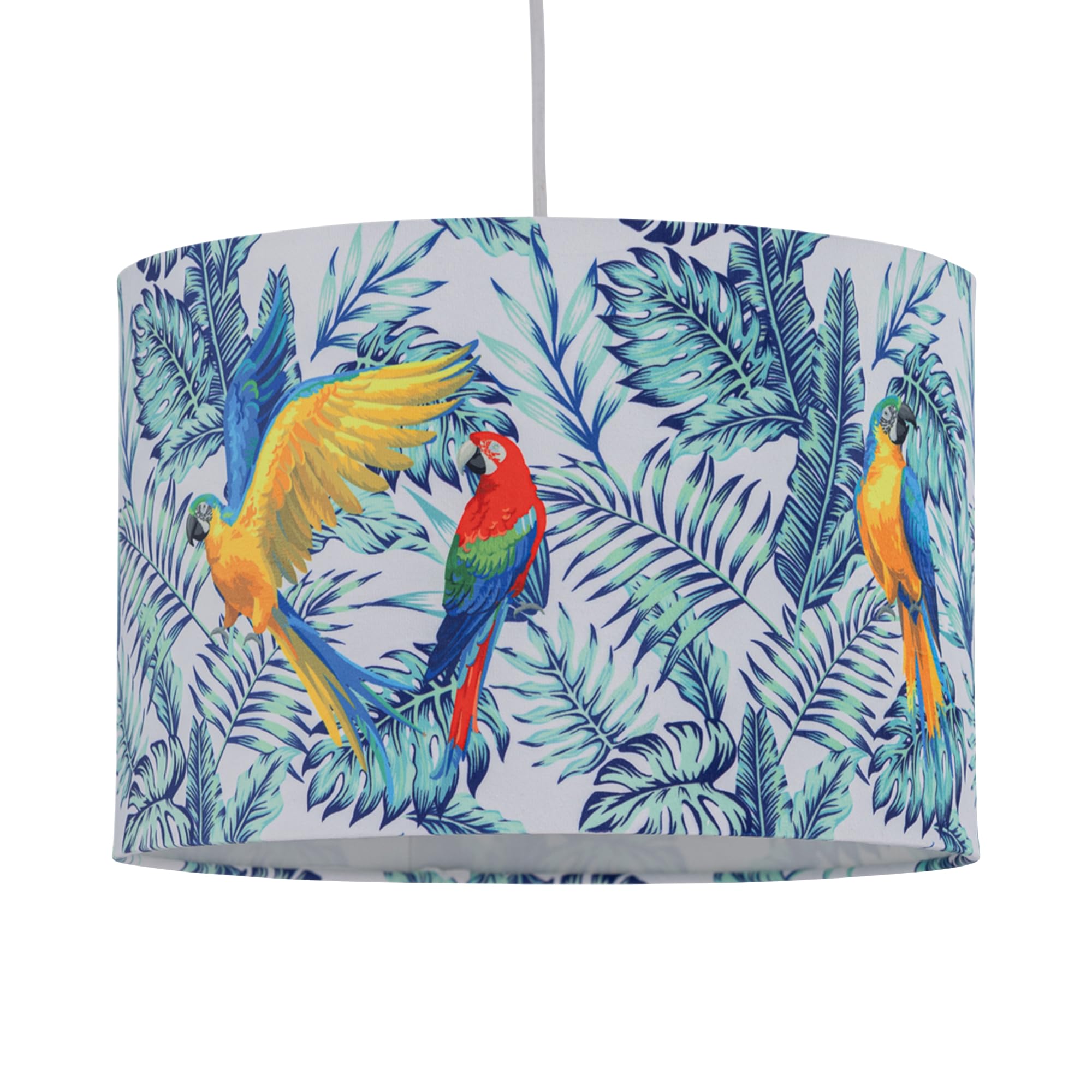 Firstchoicelighting Parrot Tropical Design Velvet Easy Fit Ceiling Pendant Lightshade Or Table Lamp Shade, Diameter 30Cm