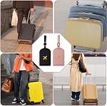 4 Pcs PU Leather Luggage Tags,Letter Luggage Tags for Suitcases with Privacy Protection Cover and Adjustable Strap, Travel Suitcase Tags for Couple Suitcases Travelling