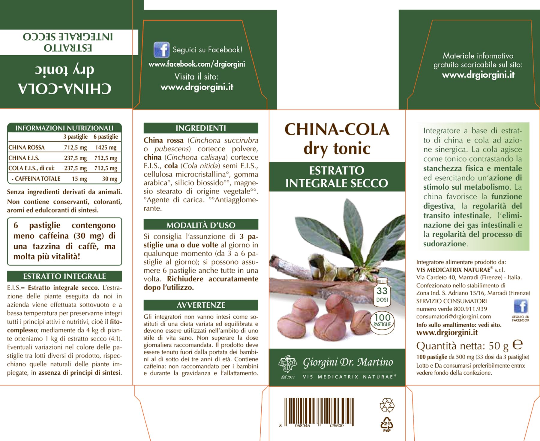 CHINA-COLA DRY TONIC Estratto Integrale Secco pastiglie - 50 g
