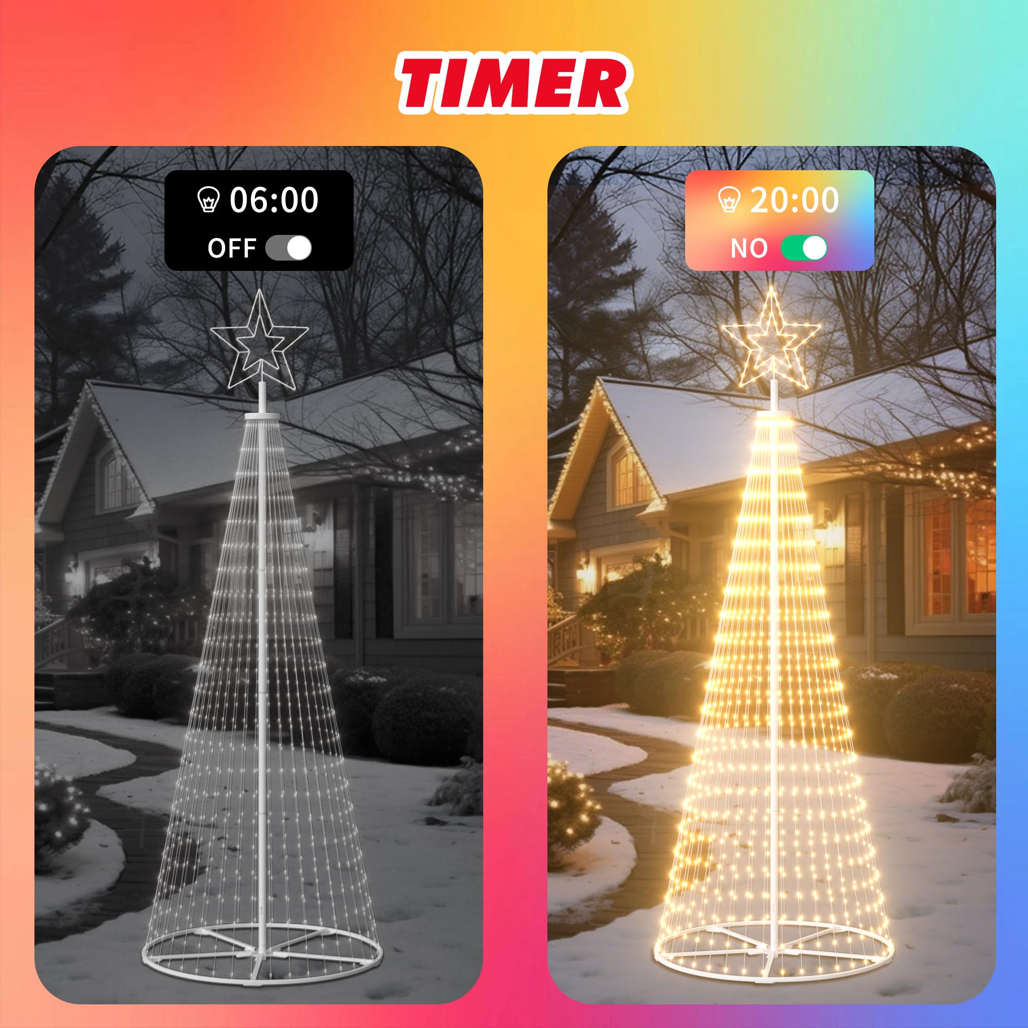 3,6M LED Weihnachtsbaum Metall Außen, Weihnachtsdeko Lichterbaum Outdoor - 660 LEDs mit Stern, App & Fernbedienung, Dimmbar, Timer, IP44 Wasserdicht - für Garten, Rasen (Warmweiß)