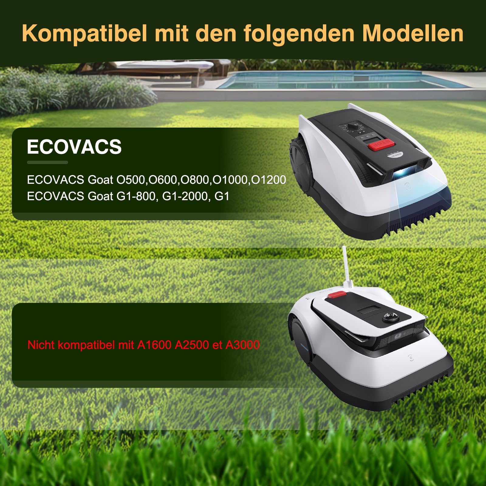 FourShow Messerteller + 6 Klingen Kompatibel mit ECOVACS Goat O500, O800, O1200, G1-800, G1-2000, G1, Mähroboter Messerscheibe Rasenroboter Drehscheibe