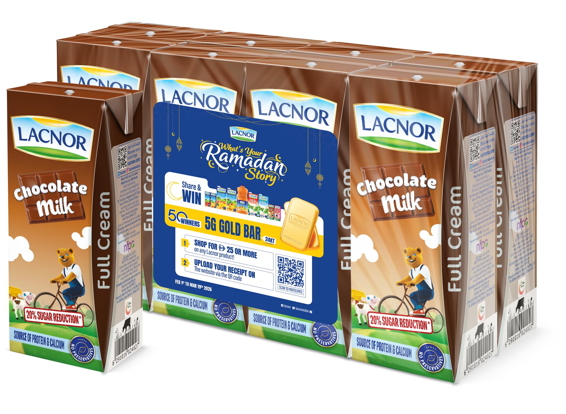 Essentials Chocolate Milk, 100% Natural, Rich in Vitamin and Calcium, 28% Reduced Sugar, 180 ML Pack of 8