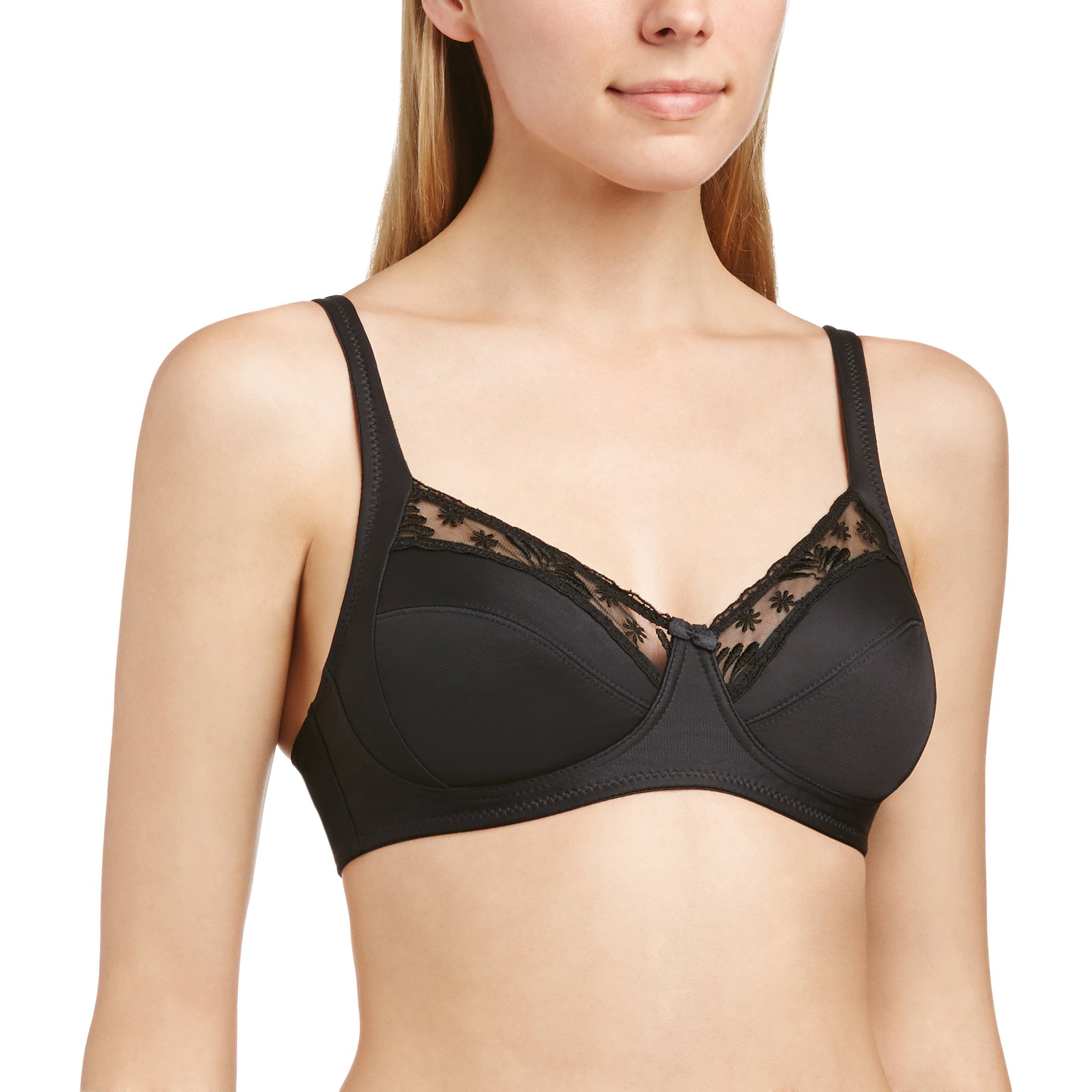 Naturana Women's Soft Cup Everyday Bra 86666, Black (Noir - Noir), 34D (Manufacturer Size: 90D)