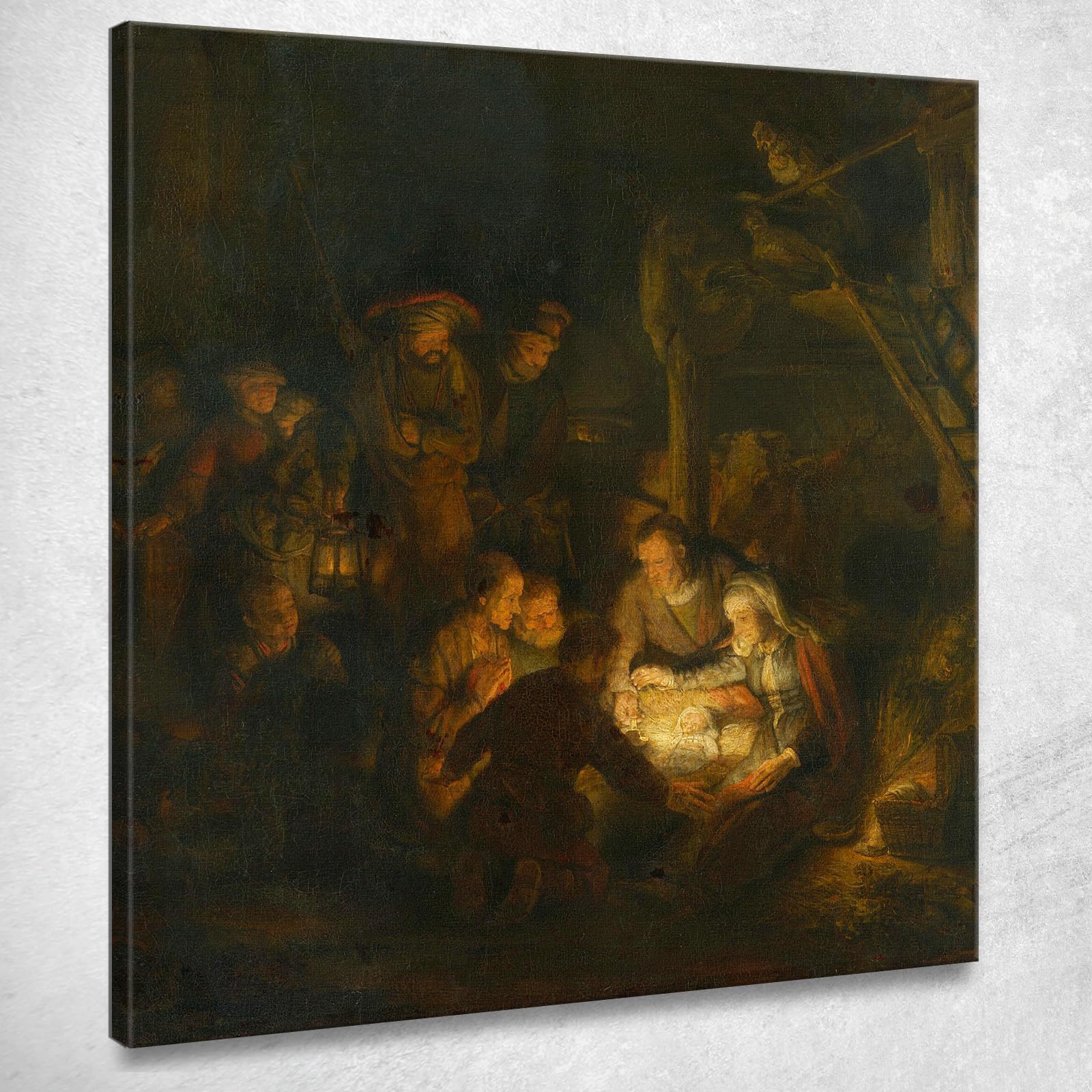 Tableau L'Adoration des Bergers Rembrandt décoration murale salon toile rvr201