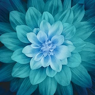 Hoffman Fabrics Teal Dream Big Large Flower 43in x 43in Digitally Printe...