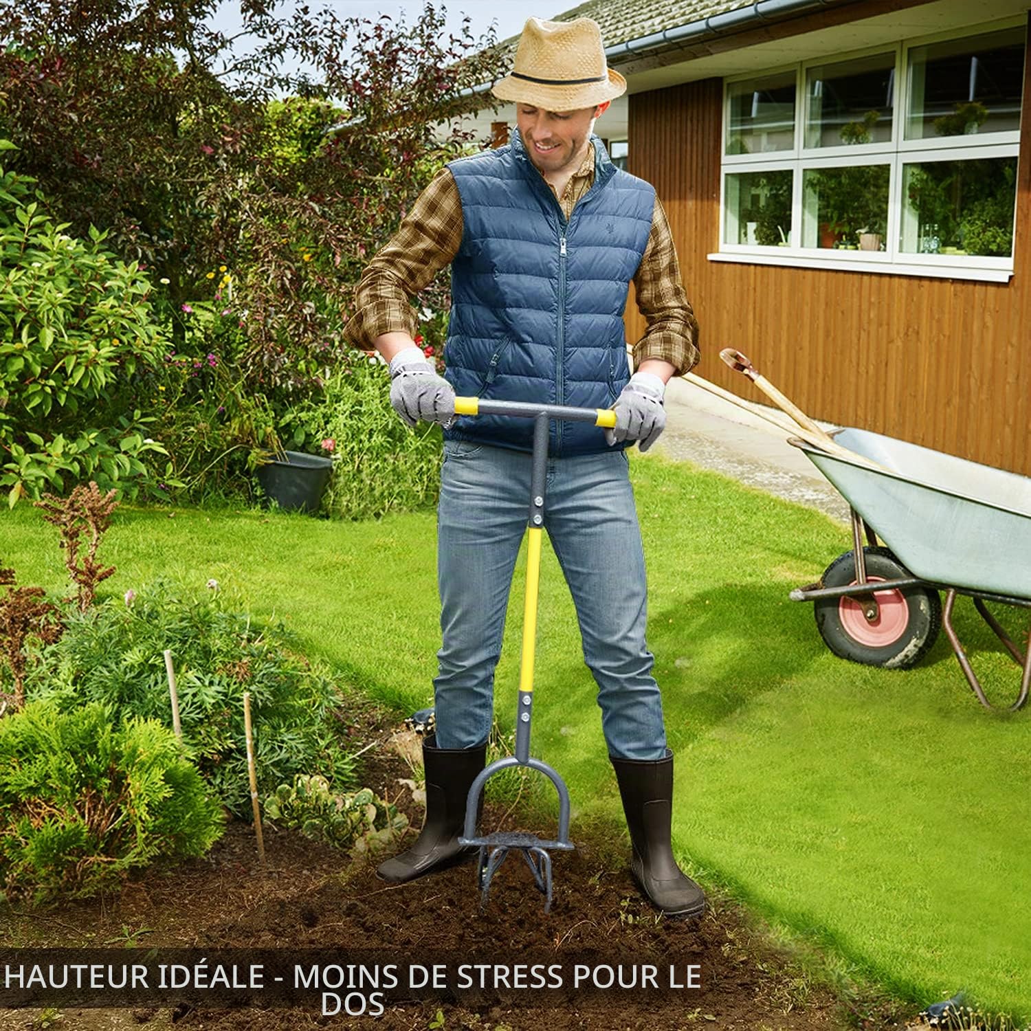 Jardineer Jardin Twist Cultivateur Manuel avec Tige en Acier, Outil de Jardinage Rotatif