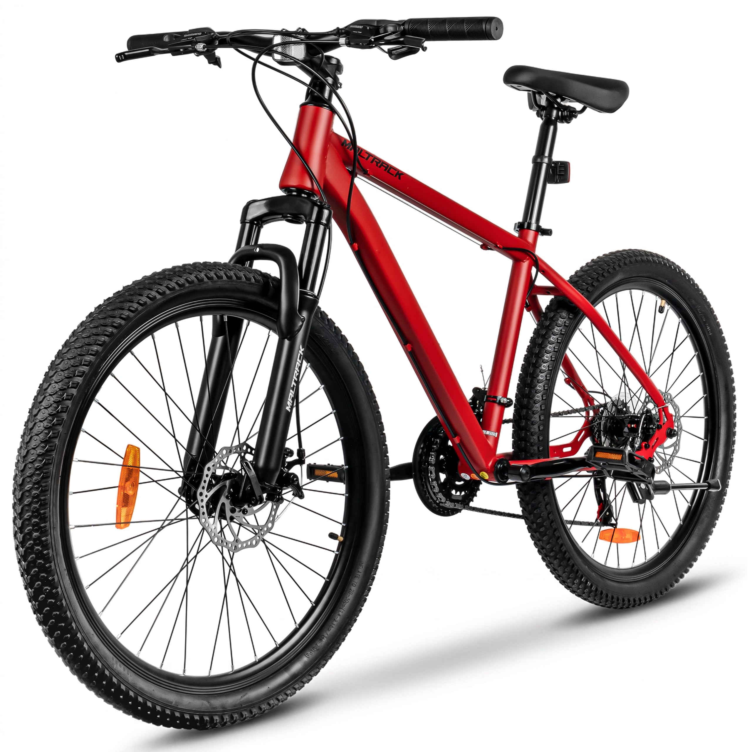 Rower górski MTB 26", do 120 kg, rower młodzieżowy z ramą stalową 17", 21 biegów Shimano Tourney TZ, mechaniczne hamulce tarczowe, widelec amortyzowany 80 mm, City Bike
