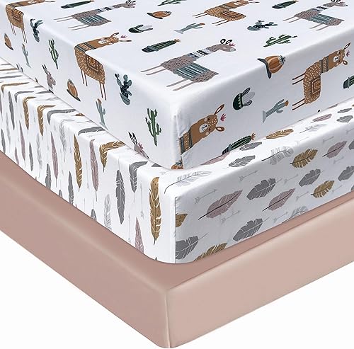 Miniatura 7 de AMROSE Paquete de 3 sábanas suaves y celestiales para cuna, de 28 x 52 pulgadas, para cuna y colchón de niño pequeño, microfibra suave y