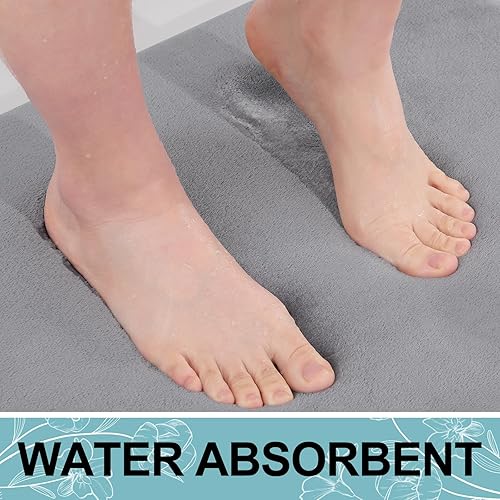 Miniatura 5 de Smiry Tapete de baño de espuma viscoelástica de 24 x 16 pulgadas, extra suave y absorbente, antideslizante, lavable para suelo, ducha y bañera,