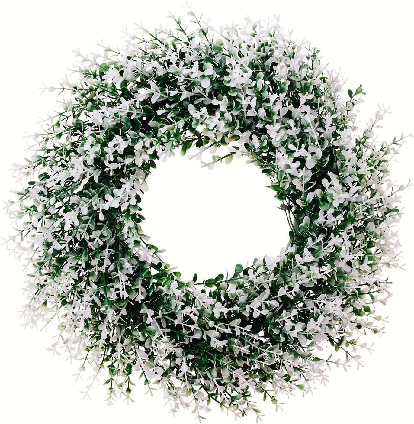 Artificial White Green Leaf Wreath Front Door Wreath Spring Wreath For Front Door Farmhouses Garden Wedding Decorations