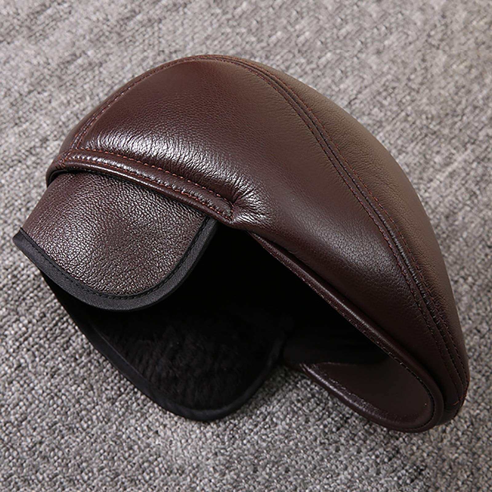Sombreros de invierno, Hombres Capera de cuero Bereet Sheepskin Newsboy Cap Cap Golf Hat