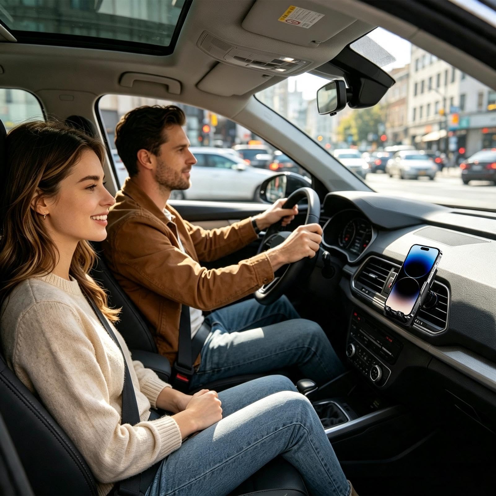 Supporto per Telefono da Auto con Caricatore Wireless Con Bloccaggio
