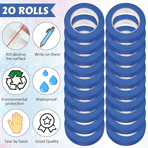 Miniatura 10 de Blue Painters - Cinta adhesiva a granel, paquete múltiple, cinta de papel de pintura segura, liberación limpia, cinta azul para pintores de pared