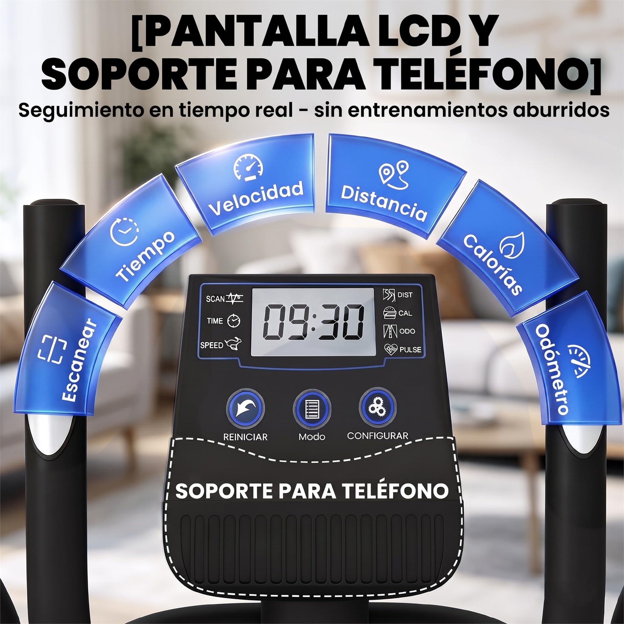 SPORTNOW Bicicleta Elíptica para Casa Silenciosa con Bluetooth 120 kg