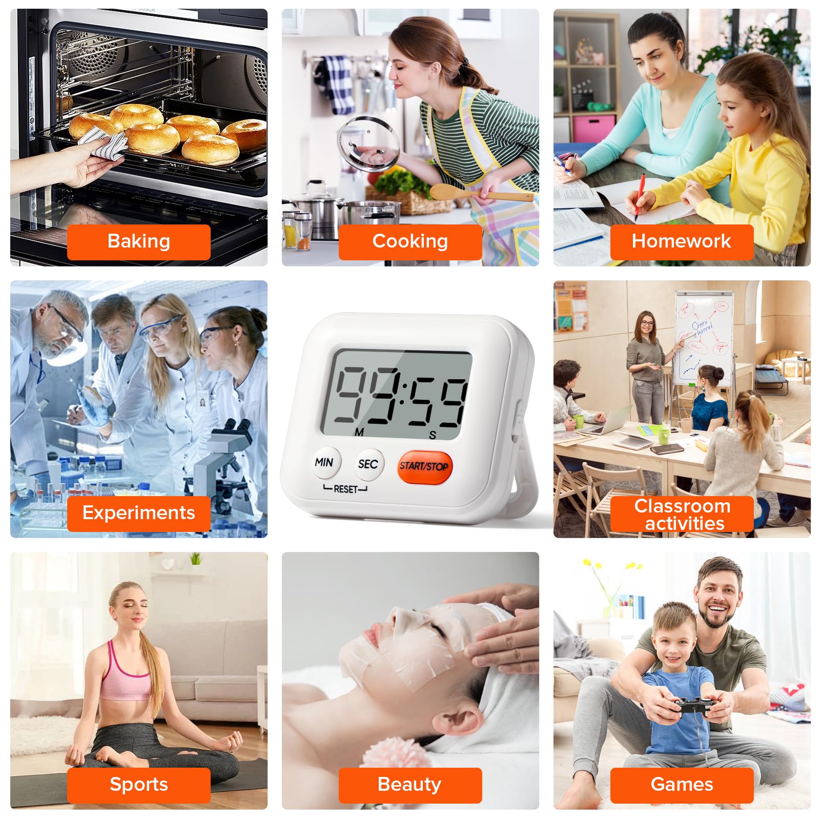 Minuteur Cuisine Time Timer avec Interrupteur d'alimentation, Pile AAA incluse