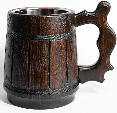 Miniatura 9 de Taza de cerveza hecha a mano jarra de madera jarra de cerveza  Accesorios de bar vintage - Barrel Brown Classic Design